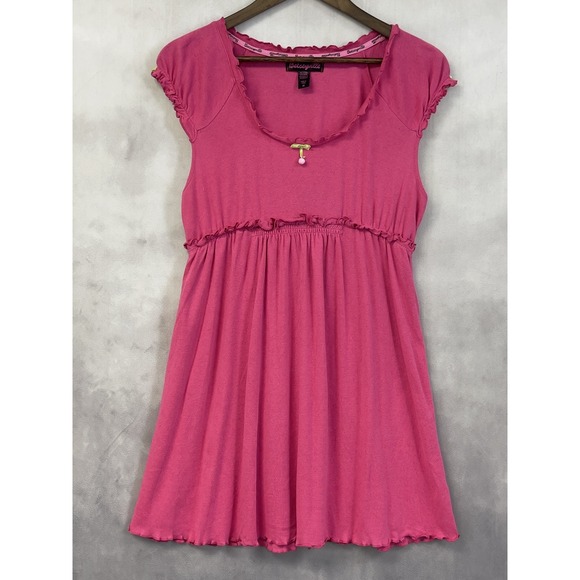 Betsey Johnson Other - Y2K Betseyville Babydoll Pajama Top Womens Medium Pink Ruffle Pointelle Coquette